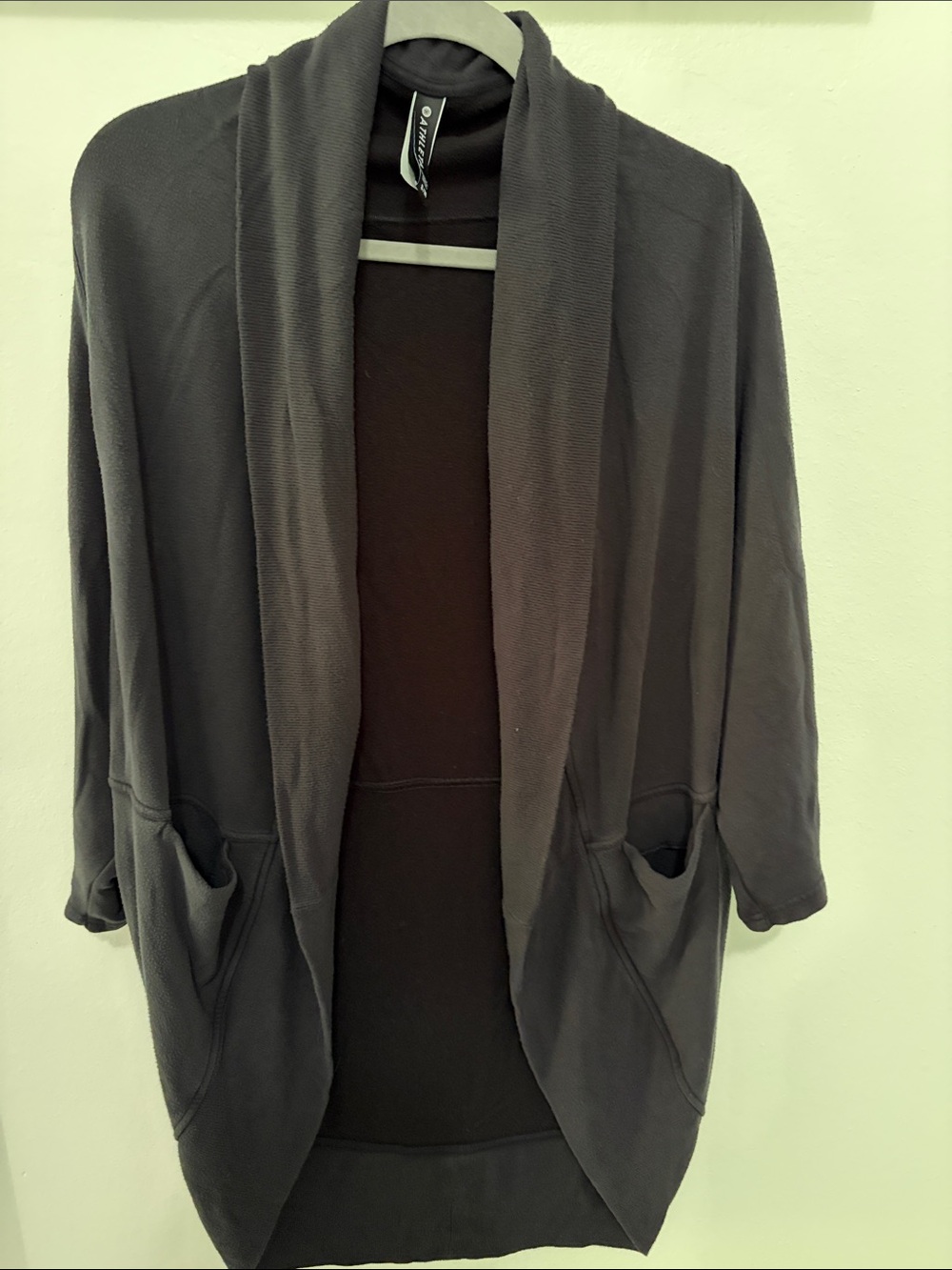 Athleta Black Open-Front Shawl Collar Cardigan/sweatshirt
